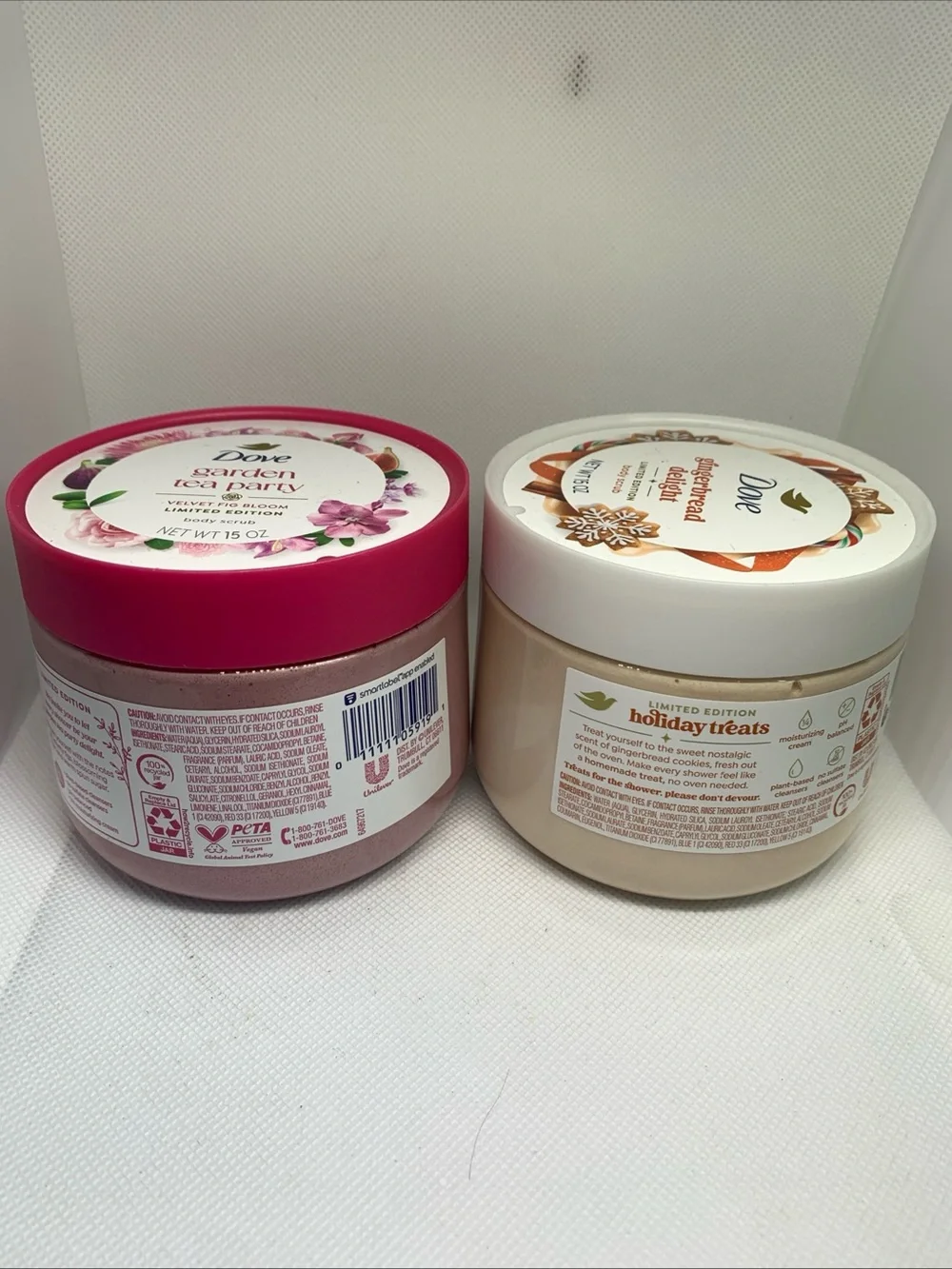Dove Garden Tea Party & Gingerbread Delight Body Scrubs - 15 Oz New